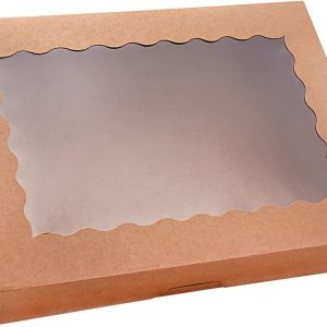 20-Pack Bakery Boxes with Window, 12" x 8" x 2.5" Cookie Boxes, Treat Boxes, Large Donut Boxes for Muffins and Pastries (Brown)