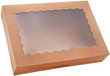 20-Pack Bakery Boxes with Window, 12" x 8" x 2.5" Cookie Boxes, Treat Boxes, Large Donut Boxes for Muffins and Pastries (Brown) - Image 2