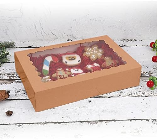 20-Pack Bakery Boxes with Window, 12" x 8" x 2.5" Cookie Boxes, Treat Boxes, Large Donut Boxes for Muffins and Pastries (Brown) - Image 4
