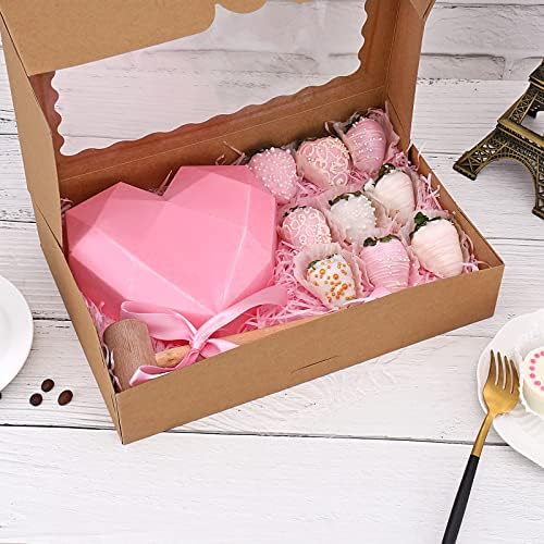 20-Pack Bakery Boxes with Window, 12" x 8" x 2.5" Cookie Boxes, Treat Boxes, Large Donut Boxes for Muffins and Pastries (Brown) - Image 5