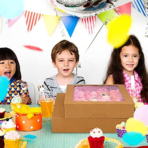 20-Pack Bakery Boxes with Window, 12" x 8" x 2.5" Cookie Boxes, Treat Boxes, Large Donut Boxes for Muffins and Pastries (Brown) - Image 7