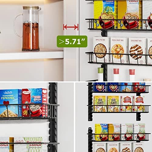 Churboro Over the Door Pantry Organizer Rack with 9 Adjustable Baskets, 9 Tiers Dual-use Hanging or Wall Mount Spice Rack Organizer, Black - Image 7