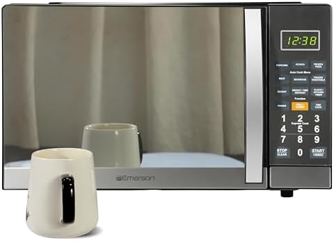 Emerson MWG1191SB 1.1 Cu. Ft. Microwave with Built-In Grill Function, 1100W Power, Stainless Steel, LED Timer Display, 11 Power Levels, 9 Preset Cooking Options, Removable Glass Turntable, Child Lock - Image 3