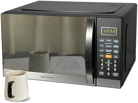 Emerson MWG1191SB 1.1 Cu. Ft. Microwave with Built-In Grill Function, 1100W Power, Stainless Steel, LED Timer Display, 11 Power Levels, 9 Preset Cooking Options, Removable Glass Turntable, Child Lock - Image 4